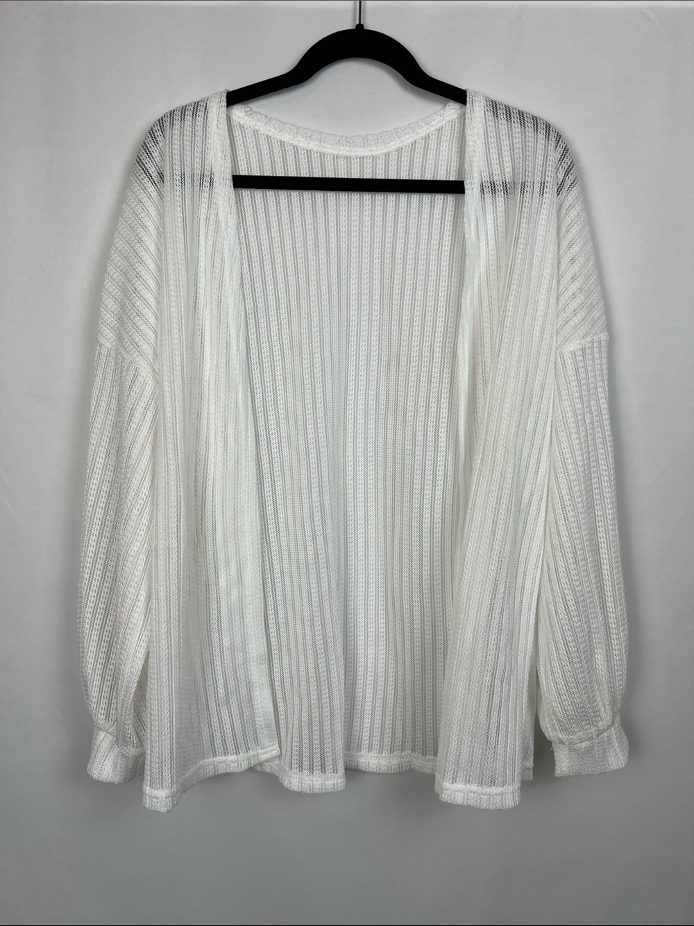 *NEW* SHEIN White Open-Front Ribbed Knit Cardigan Size L or 8/10